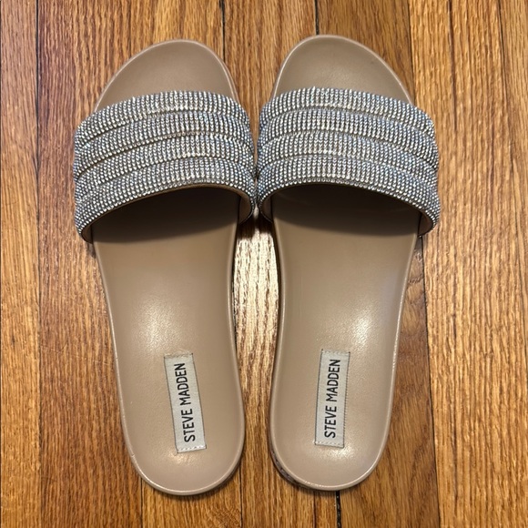 Steve Madden Women's Rhinestone Embellished Sandals - Tan - Picture 1 of 5